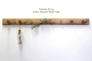Coat rack with hanger for plants mounted on wall. Variant XL13 color: natural "wild"oak