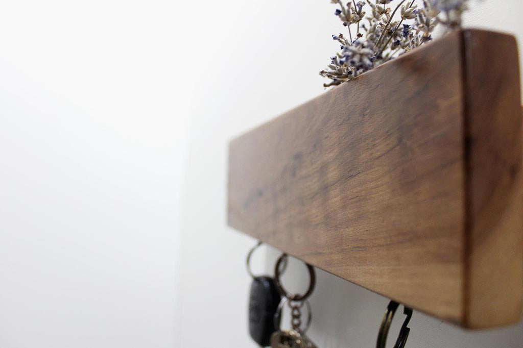 Wall-mounted Holder for Keys, Mail or Phone.
