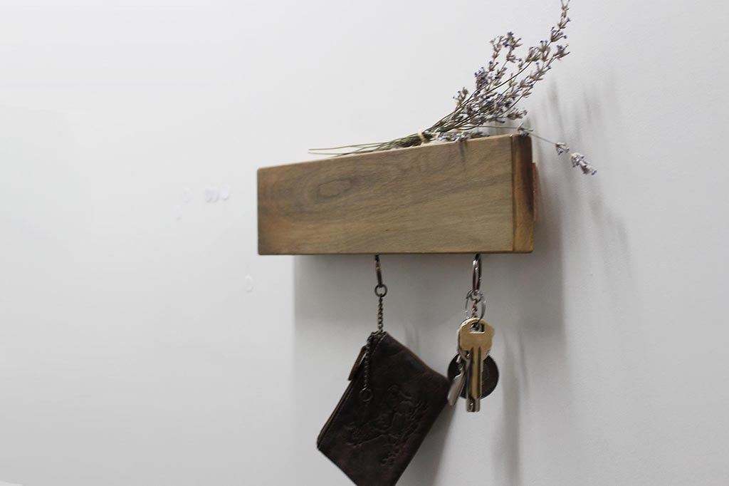 Wall-mounted Holder for Keys, Mail or Phone.