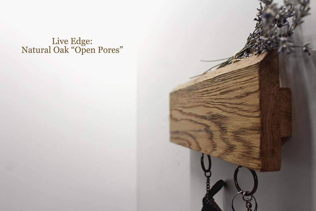 Wall-mounted Holder for Keys, Mail or Phone. Live Edge Oak