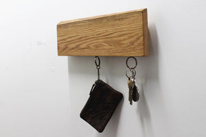 Wall-mounted Holder for Keys, Mail or Phone. Live Edge Oak